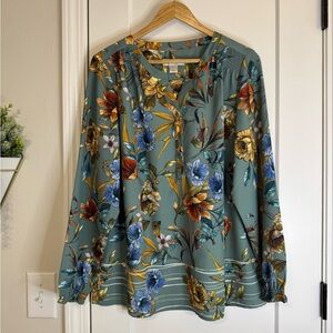 CJ Banks Light Teal Tunic Top